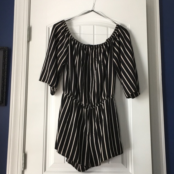 Ambiance Other - Stripe Black & White Short Romper